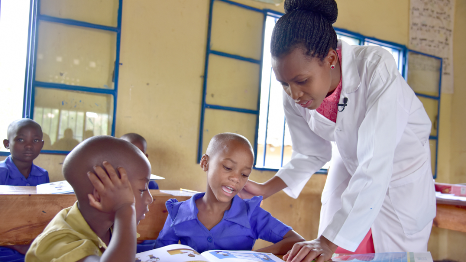 Young children learning in class